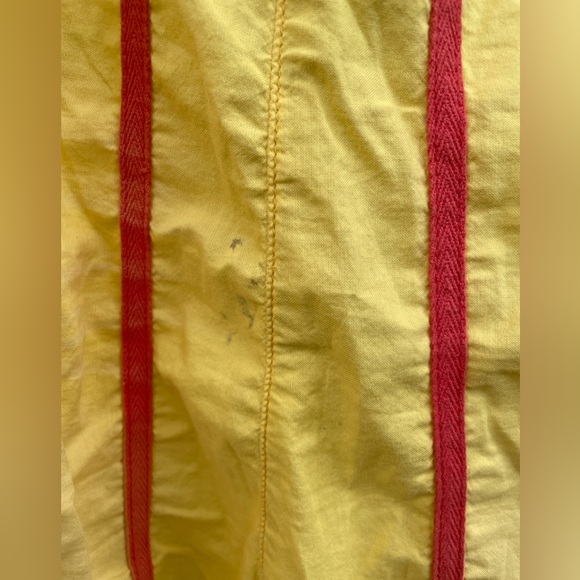 Yellow harem style overalls with red stripes - Picture 4 of 5